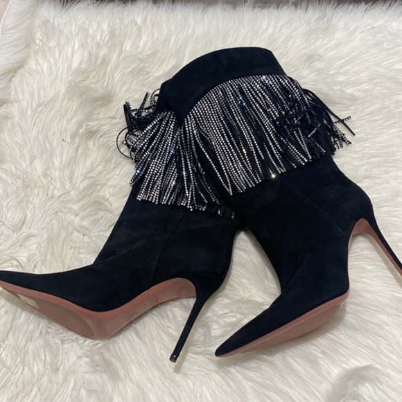 New Amina Muaddi Lily Crystal Fringe Stiletto Boot size 39EU - Picture 5 of 10